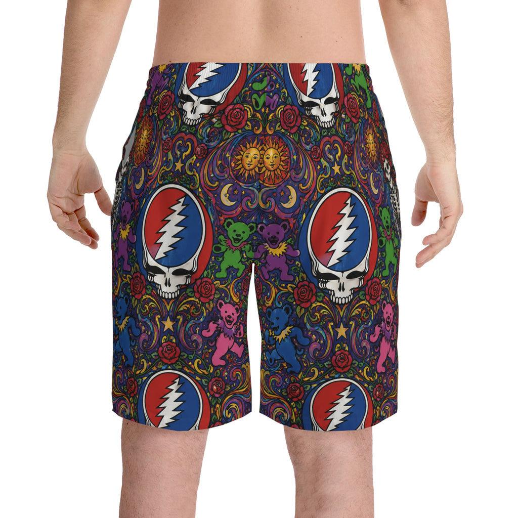 Grateful Dead Steal Your Face & Dancing Bears Beach Shorts | Psychedelic AOP Swim