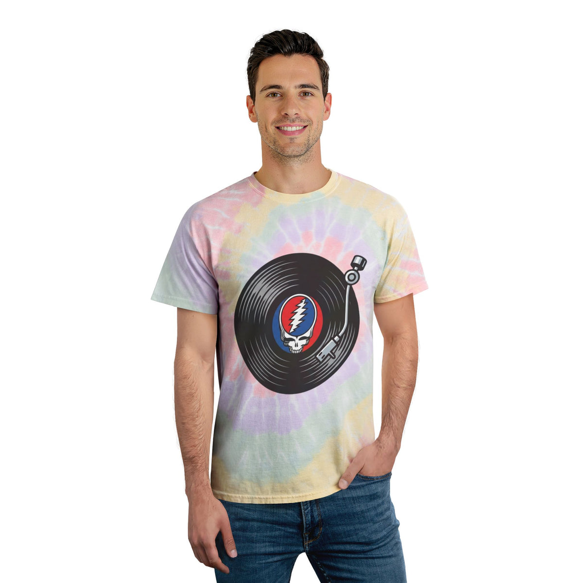 Grateful Dead Vinyl Record Spiral Tie-Dye Tee | Pastel Spiral Shirt, gift for a deadhead