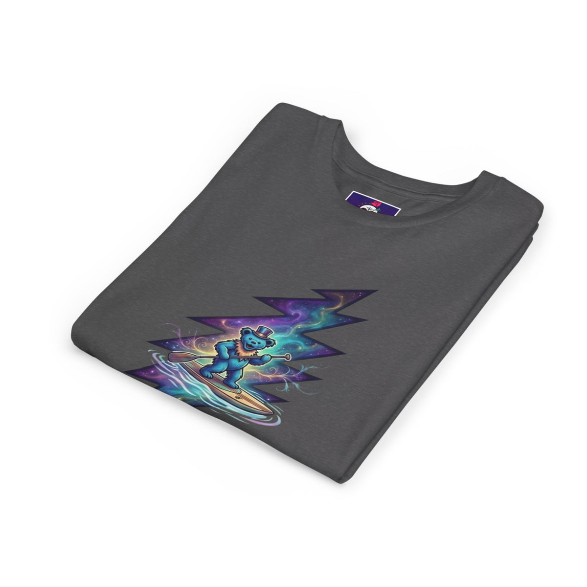 Grateful Dead Cosmic Surfing Bear Youth Tee | Lightning Bolt Space Art