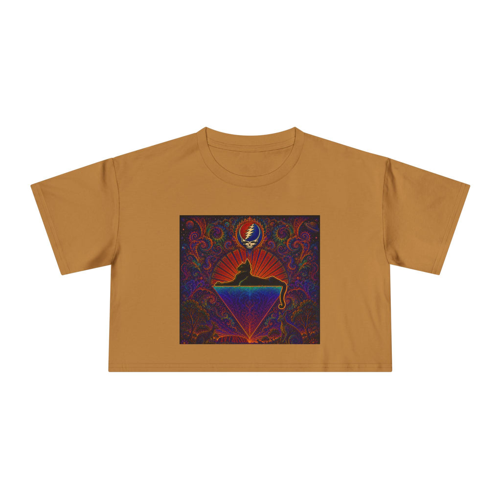 Cats down under the stars Psychedelic Sunrise Diamond Skull Tee | Crop Top