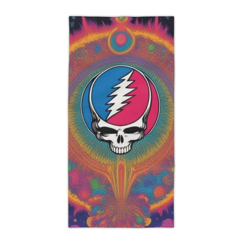Psychedelic Lightning Skull Beach Towel | Tie-Dye Grateful Dead Inspired