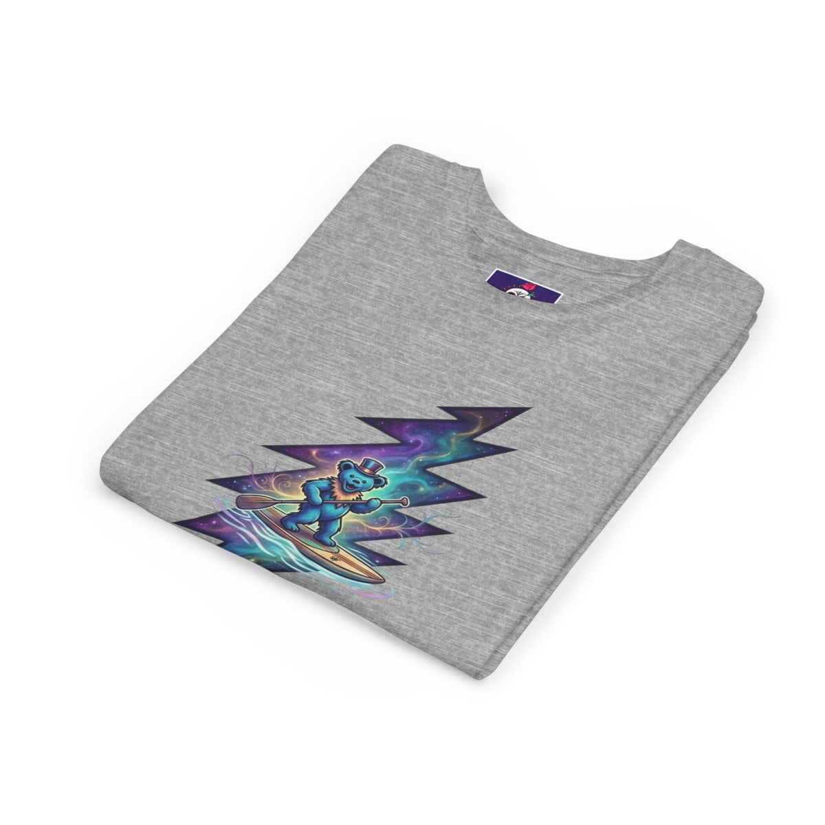 Grateful Dead Cosmic Surfing Bear Youth Tee | Lightning Bolt Space Art