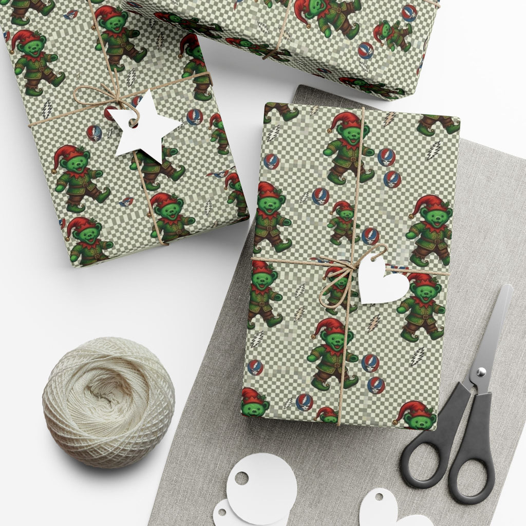 Gingerbread Elf Pattern Gift Wrap Paper | Christmas Wrapping Paper Roll, grateful dead, gift for deadhead