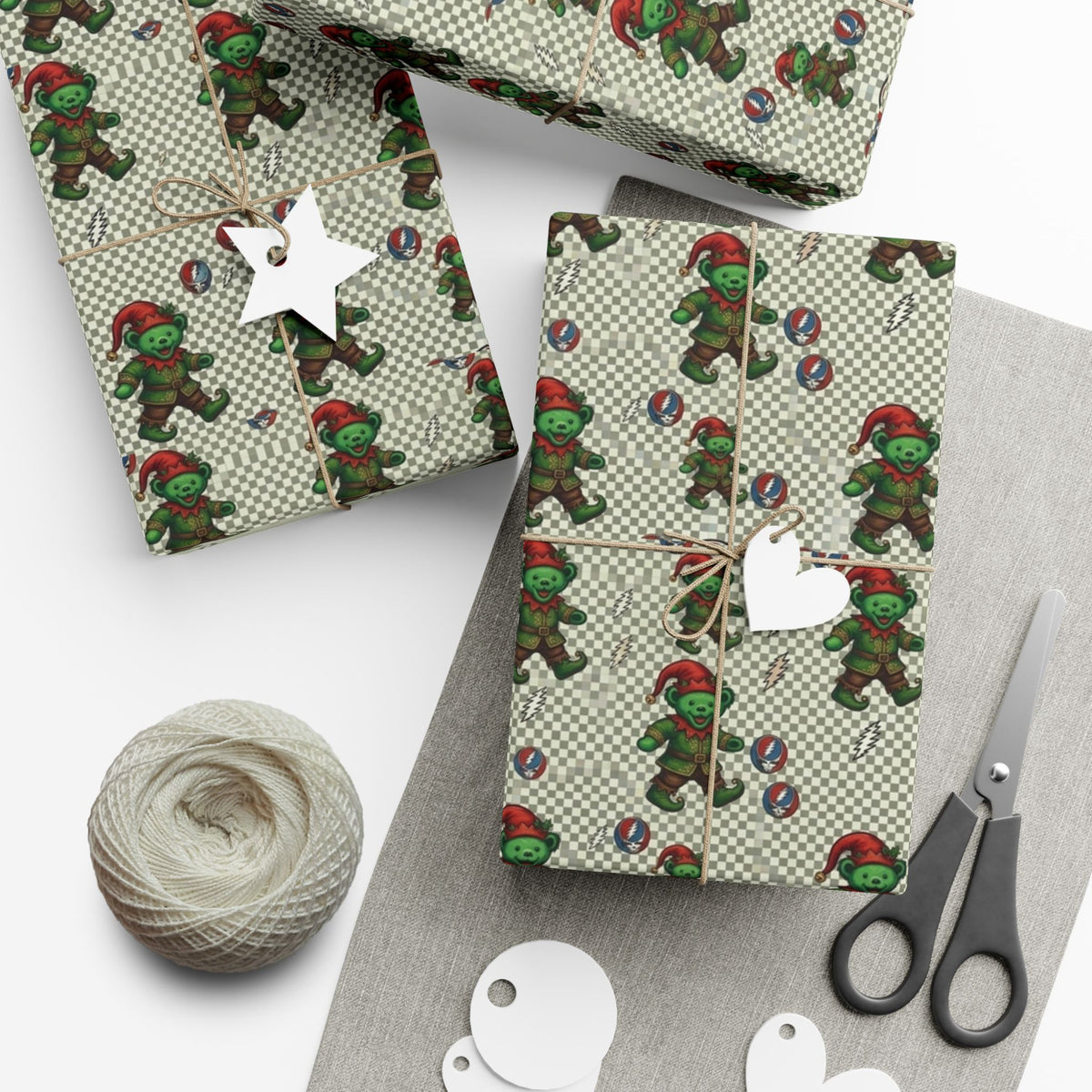 Gingerbread Elf Pattern Gift Wrap Paper | Christmas Wrapping Paper Roll, grateful dead, gift for deadhead