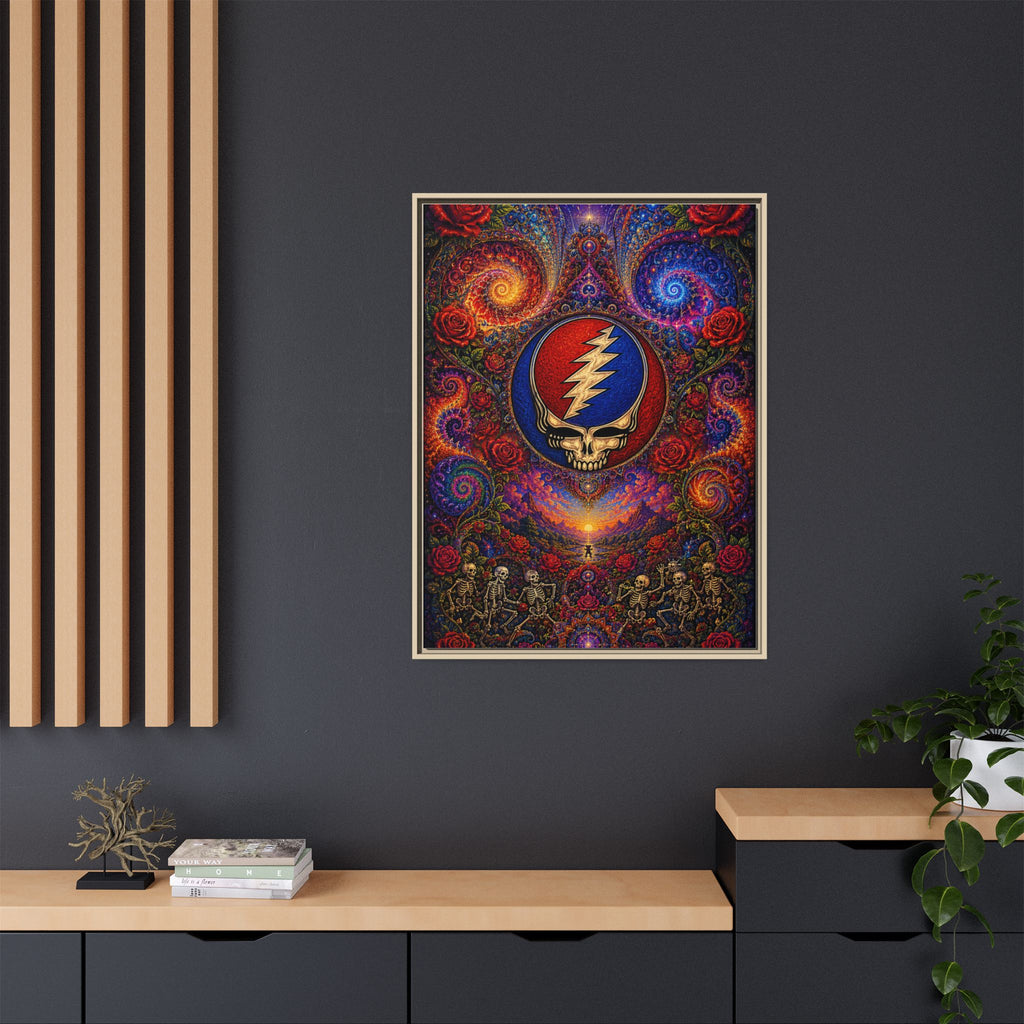Steal Your Face Skull Lightning Canvas Framed Wall Art | Matte Framed Canvas, Grateful Dead, gift for a deadhead