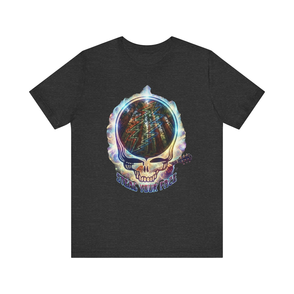 Psychedelic Skull Mirror Tee | Gift for a Deadhead, him/her , musician, Guitar Lightning Grateful Dead Style T-Shirt