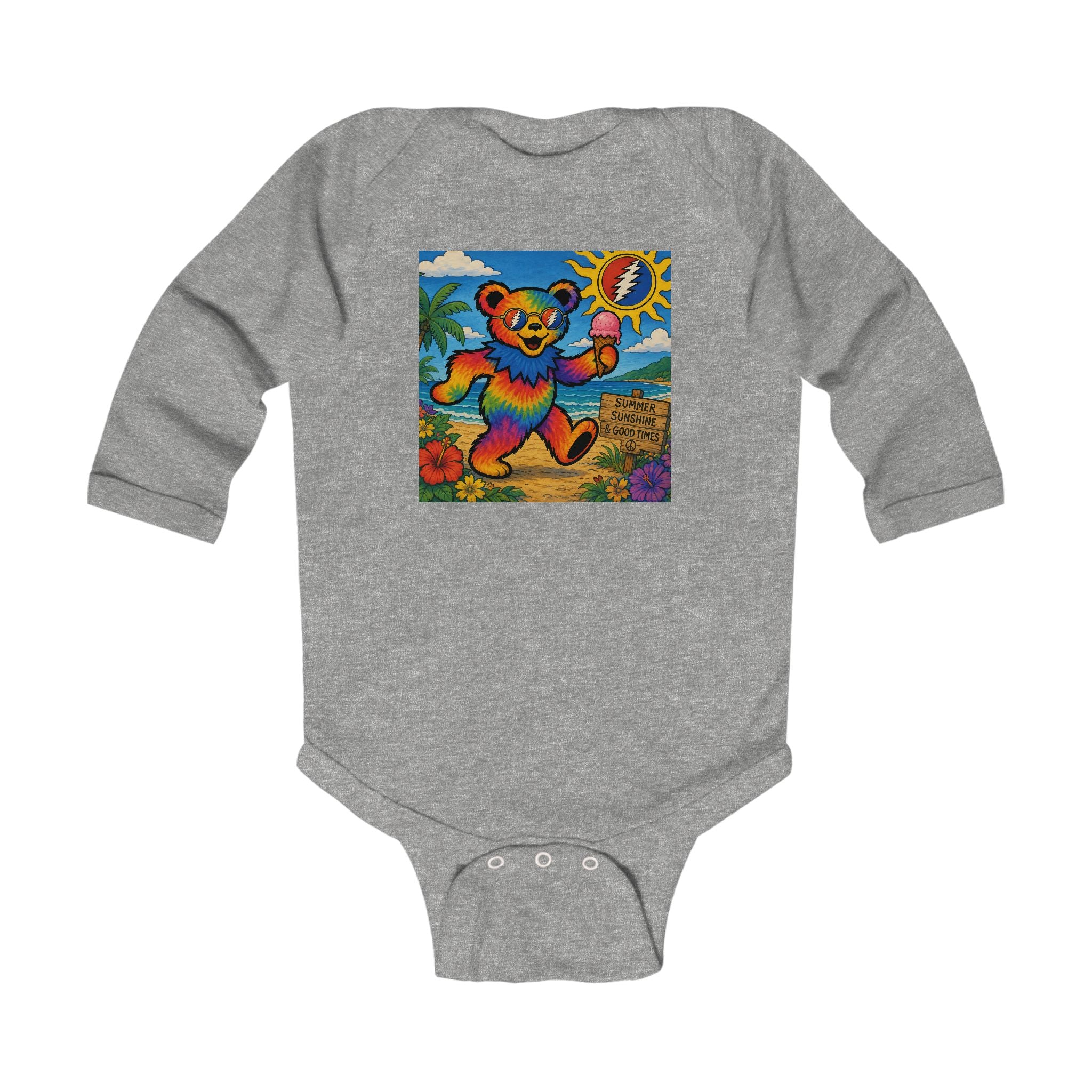 Dancing Rainbow Bear Infant Bodysuit | Psychedelic Grateful Dead Style
