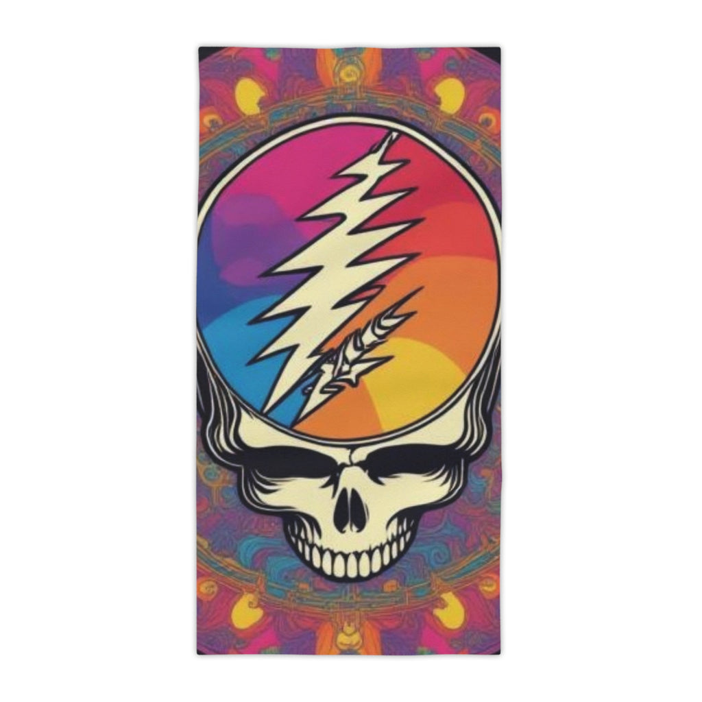 Psychedelic Steal Your Face Skull Beach Towel | Rainbow Lightning Bolt