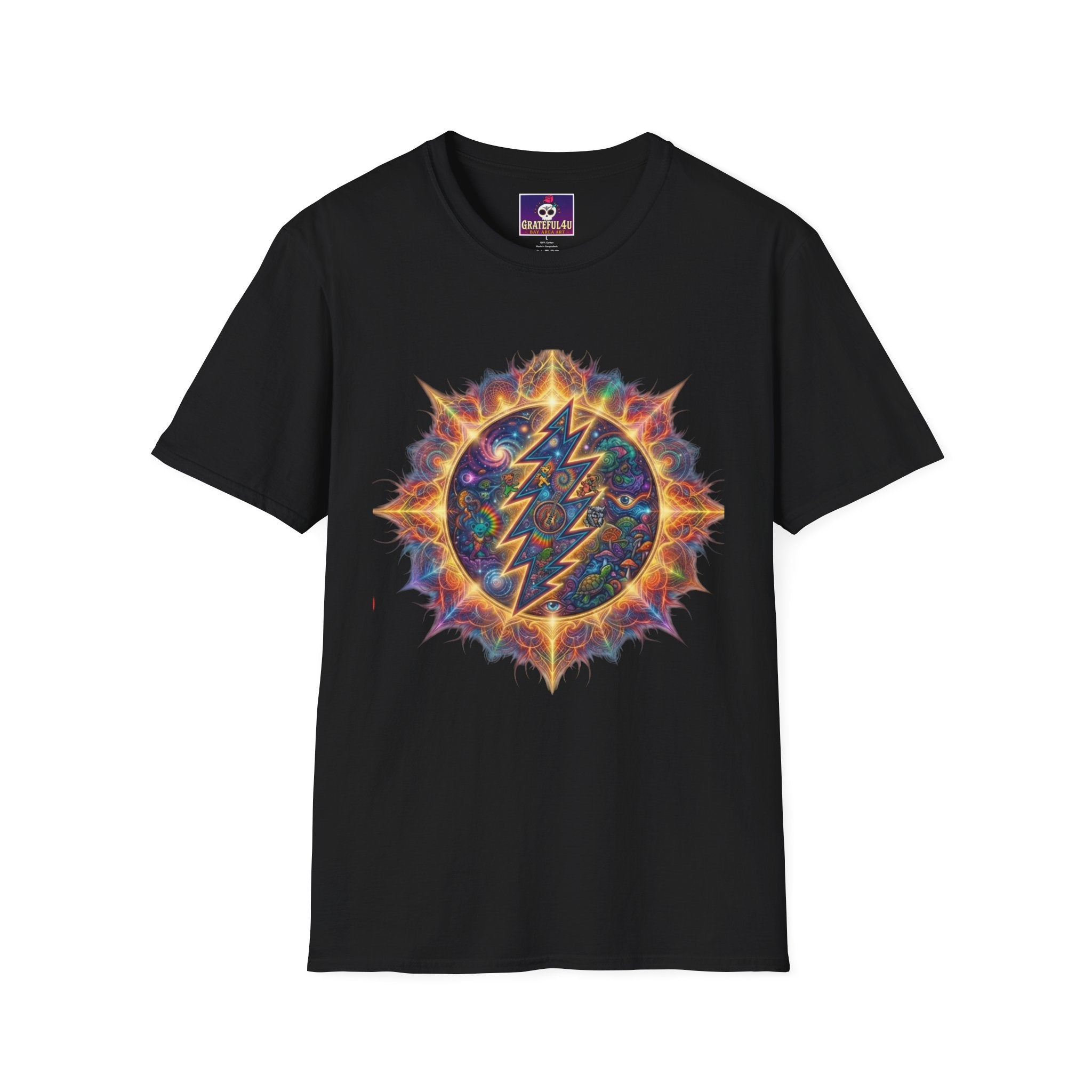 Psychedelic Lightning Mandala T-Shirt | Grateful Dead Inspired Hippie Tee