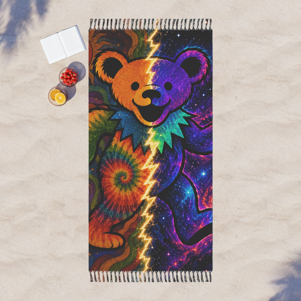 Tie-Dye Grateful Bear Beach Towel | Psychedelic Galaxy Boho