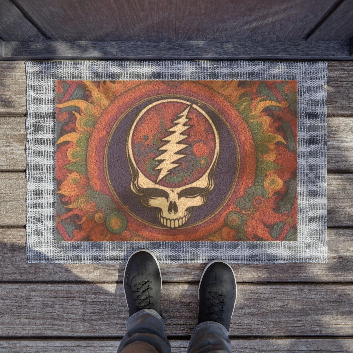 Steal Your Face Skull Doormat | Psychedelic Grateful Dead Entrance Mat