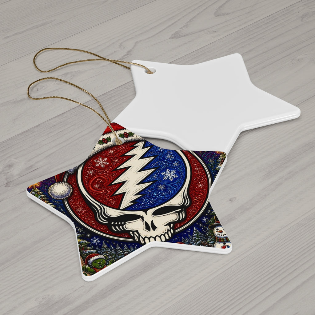 Grateful Dead Steal Your Face Skull Christmas Ornament | Ceramic Star