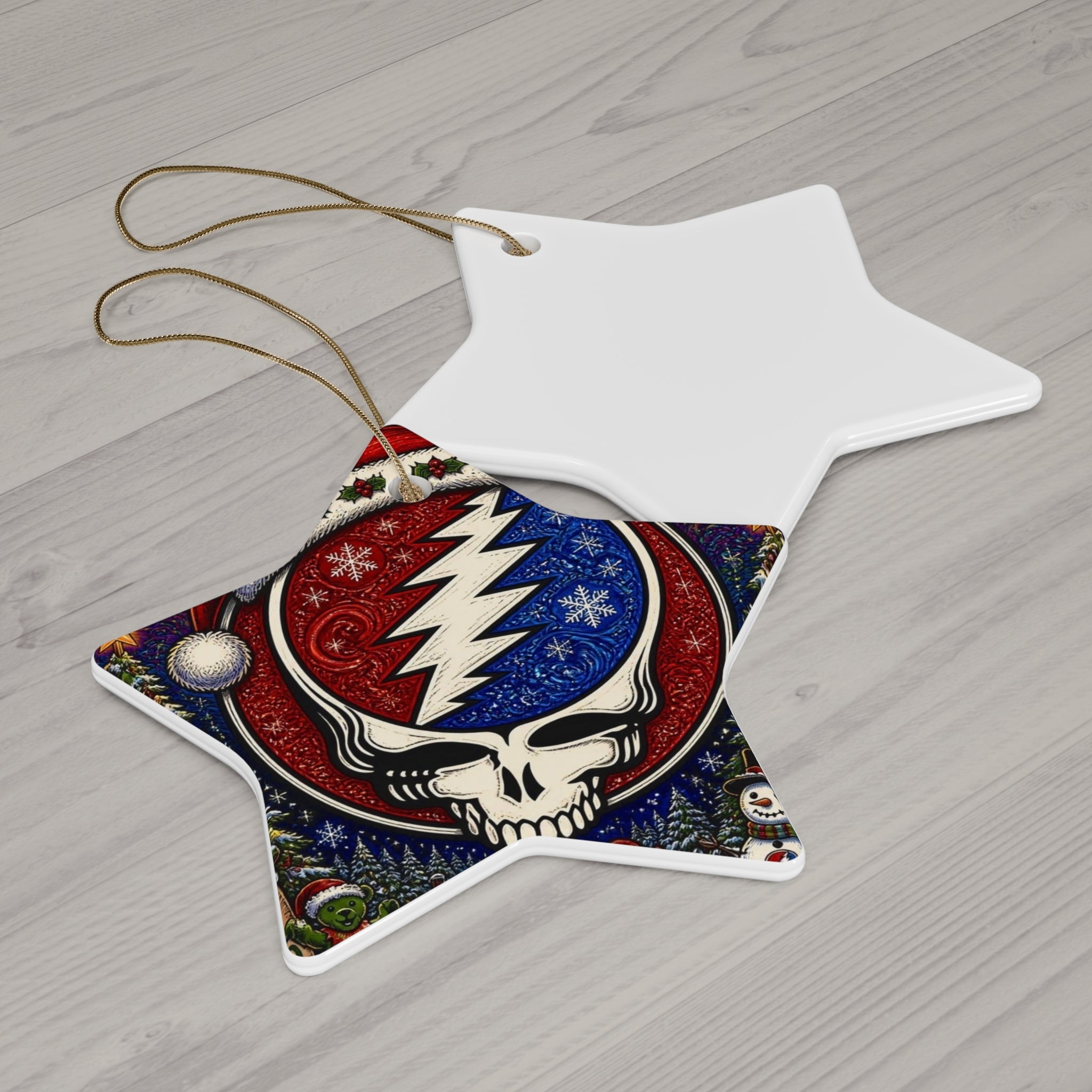 Grateful Dead Steal Your Face Skull Christmas Ornament | Ceramic Star