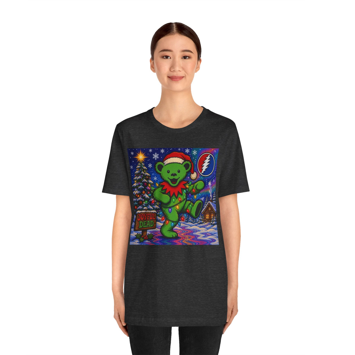 Gift for deadhead, her, him, Dancing Bear Christmas Grateful Dead Tee | Holiday Stealie Graphic
