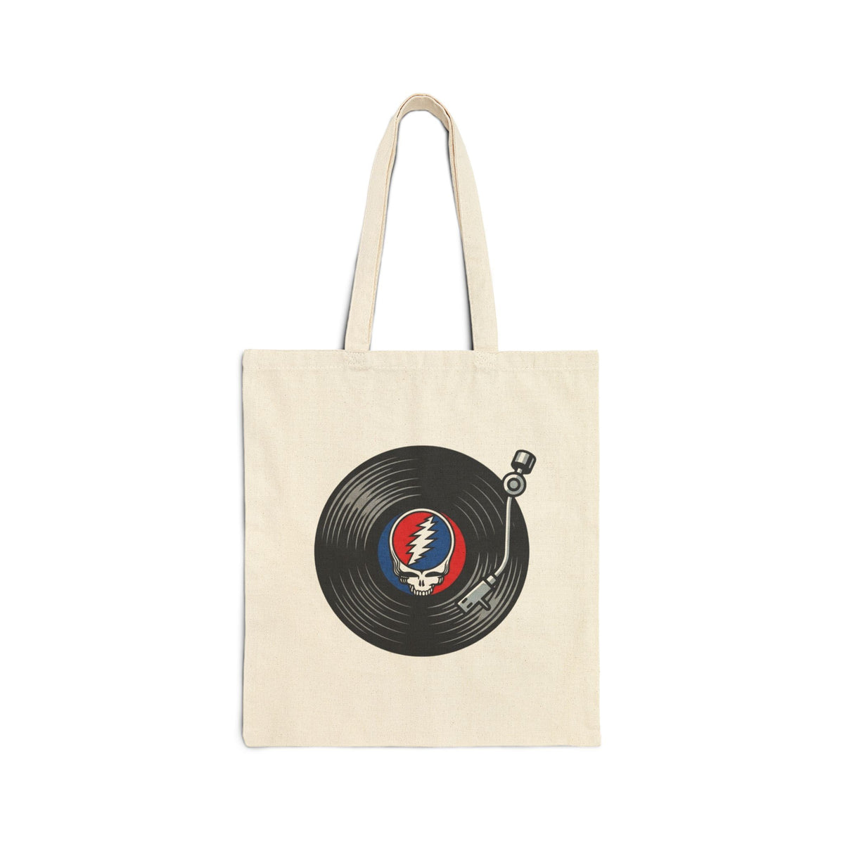 Grateful Dead Record Player Tote Bag | Vinyl Skull Logo Canvas Tote
