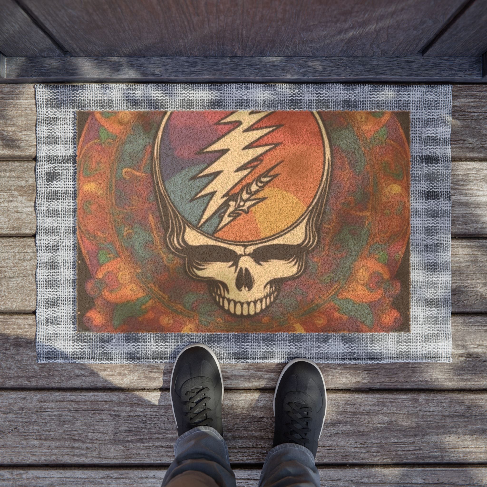 Steal Your Face Skull Doormat | Psychedelic Grateful Dead Door Mat