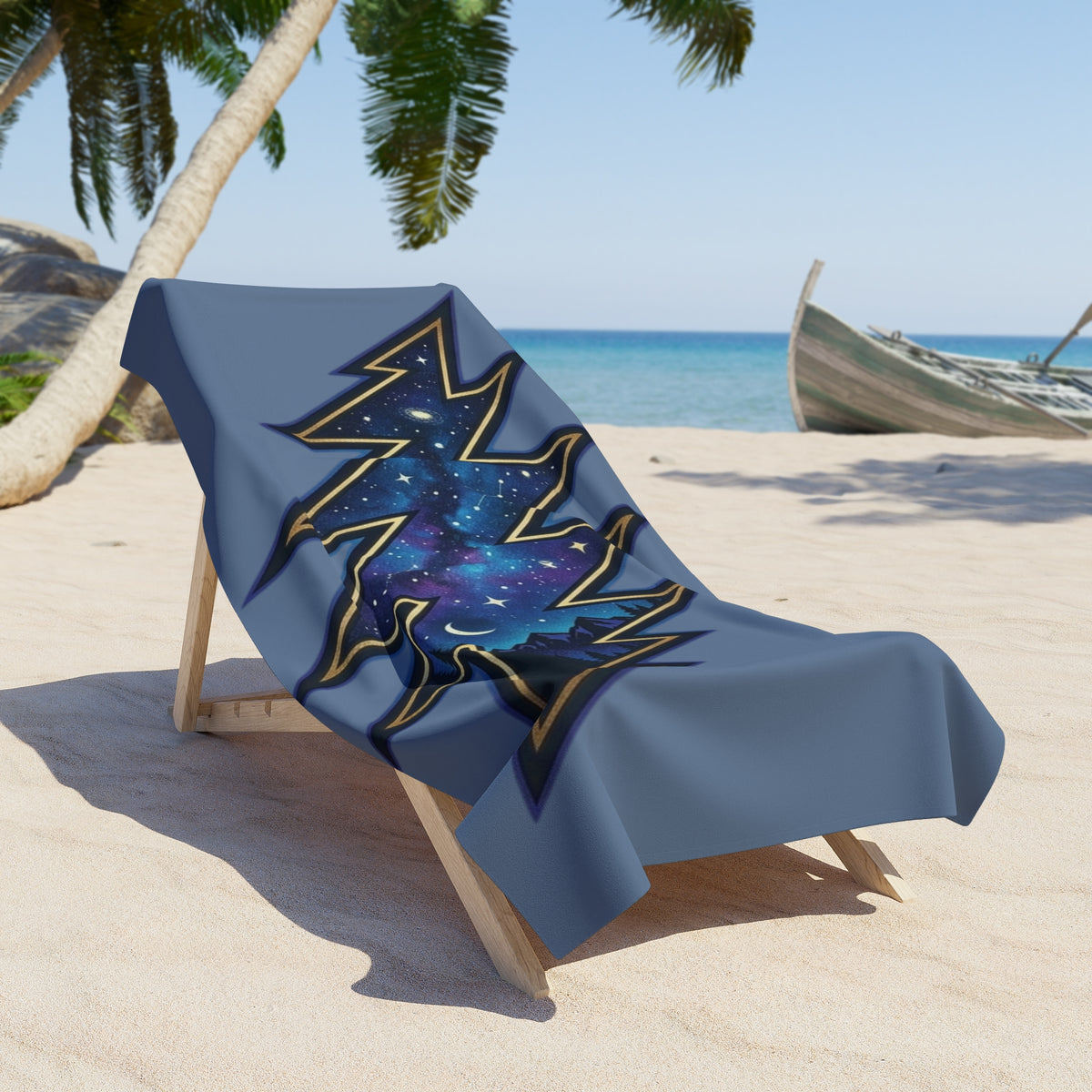 Galaxy Lightning Bolt Beach Towel | Space Forest Night Sky Grateful Dead