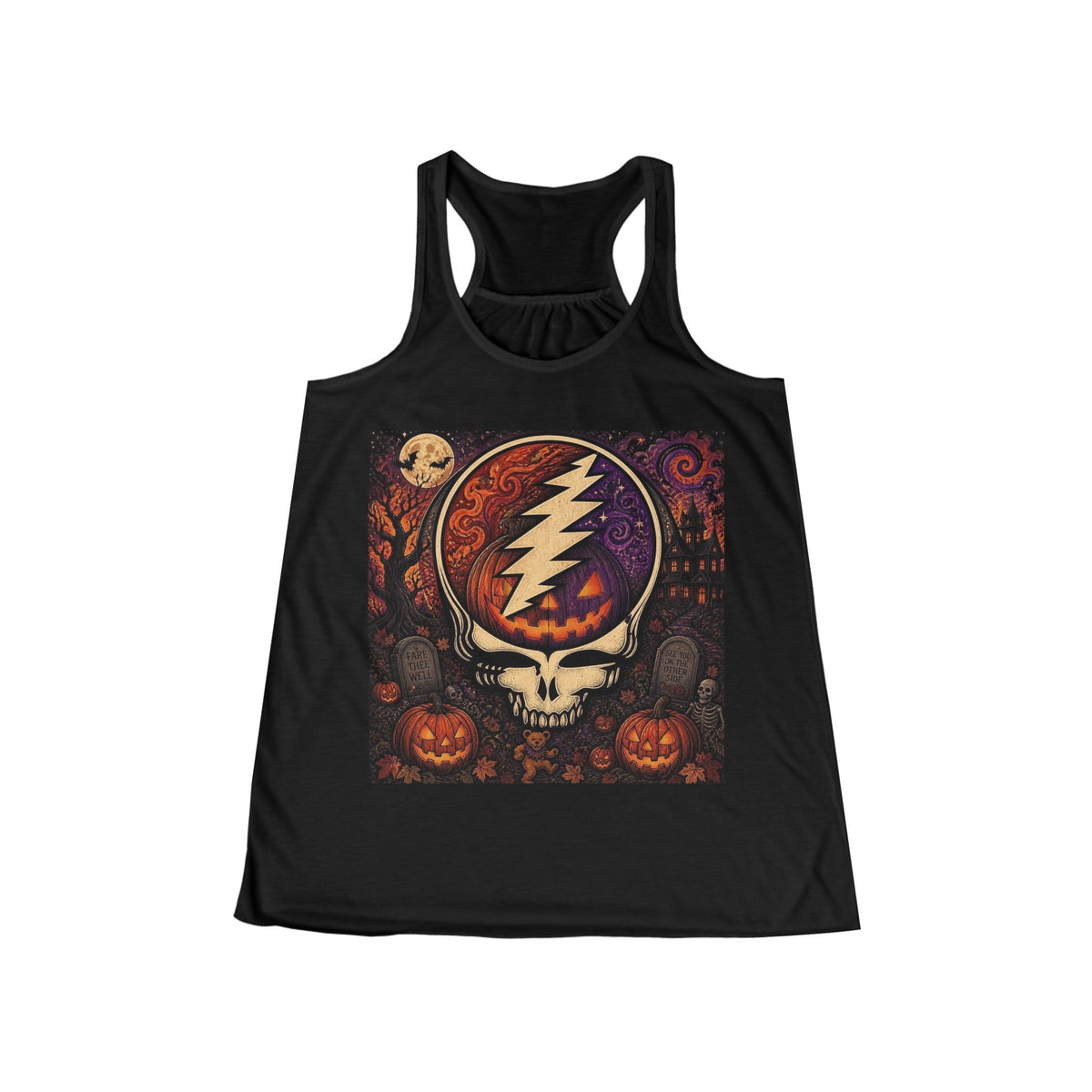 Grateful Dead Skull Lightning Halloween Tank, gift for a deadhead, her
