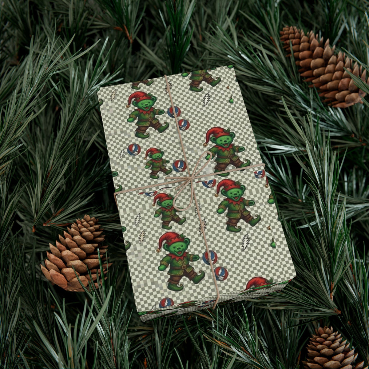 Gingerbread Elf Pattern Gift Wrap Paper | Christmas Wrapping Paper Roll, grateful dead, gift for deadhead