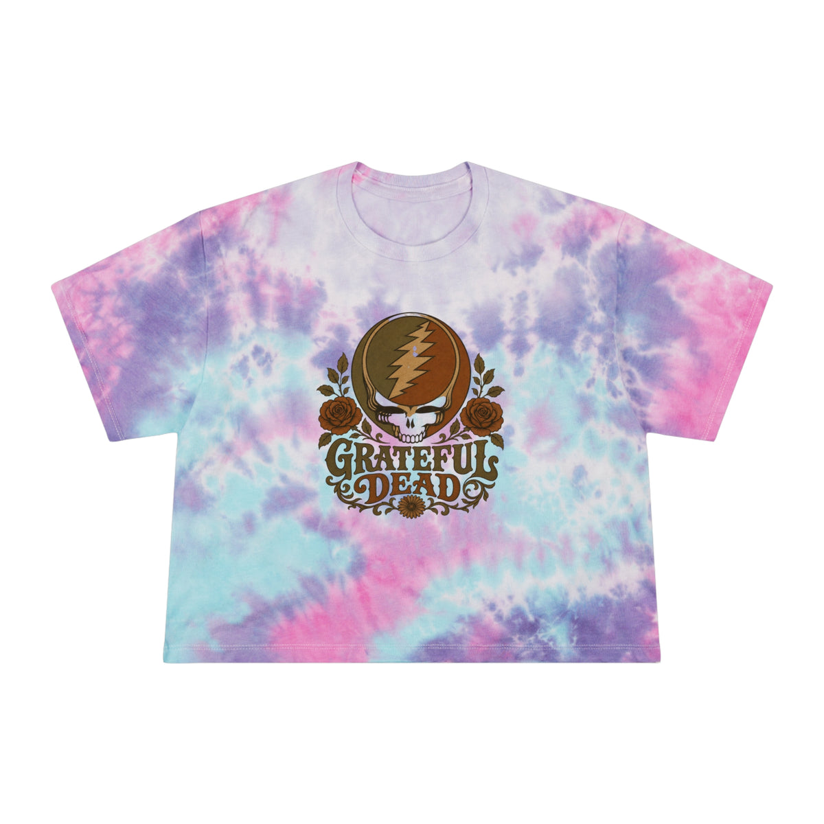 Grateful Dead Skull Roses Tie-Dye Crop Tee | Band Logo, Vintage Music, shirt for her, gift for deadhead