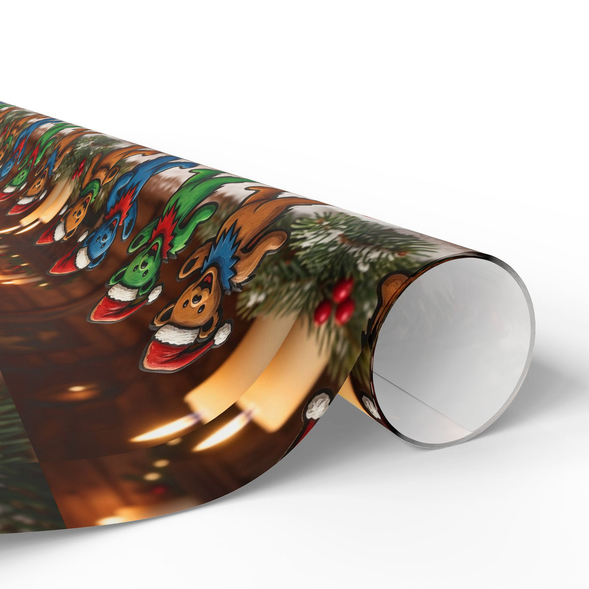 Gingerbread Plushies Pattern Wrapping Paper | Holiday Christmas Gift Wrap, grateful dead bear, gift for deadhead