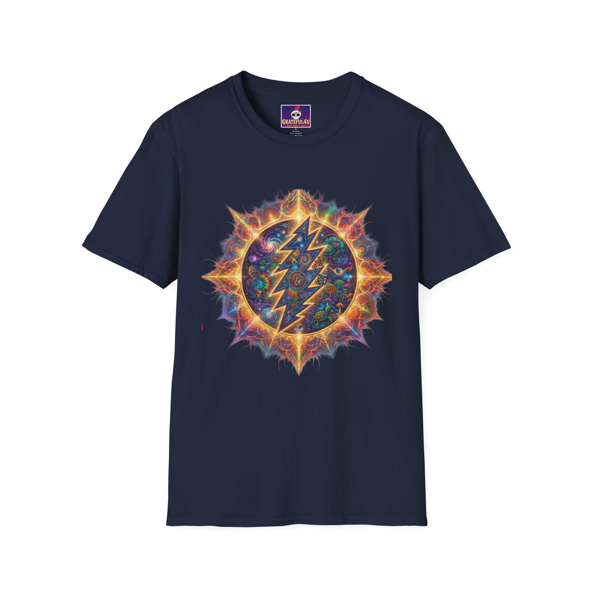 Psychedelic Lightning Mandala T-Shirt | Grateful Dead Inspired Hippie Tee