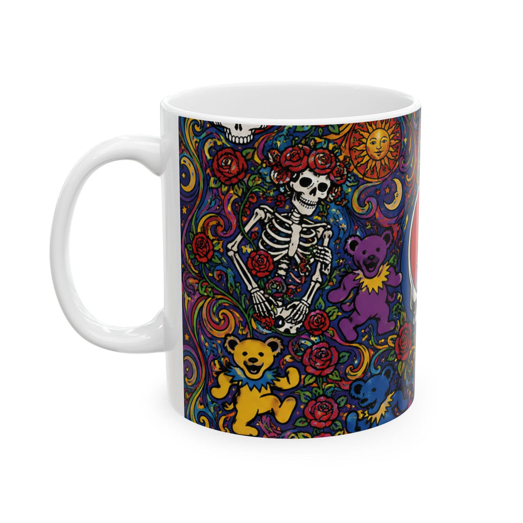 Grateful Dead Steal Your Face Skull Mug | Psychedelic Dancing Bears Ceramic