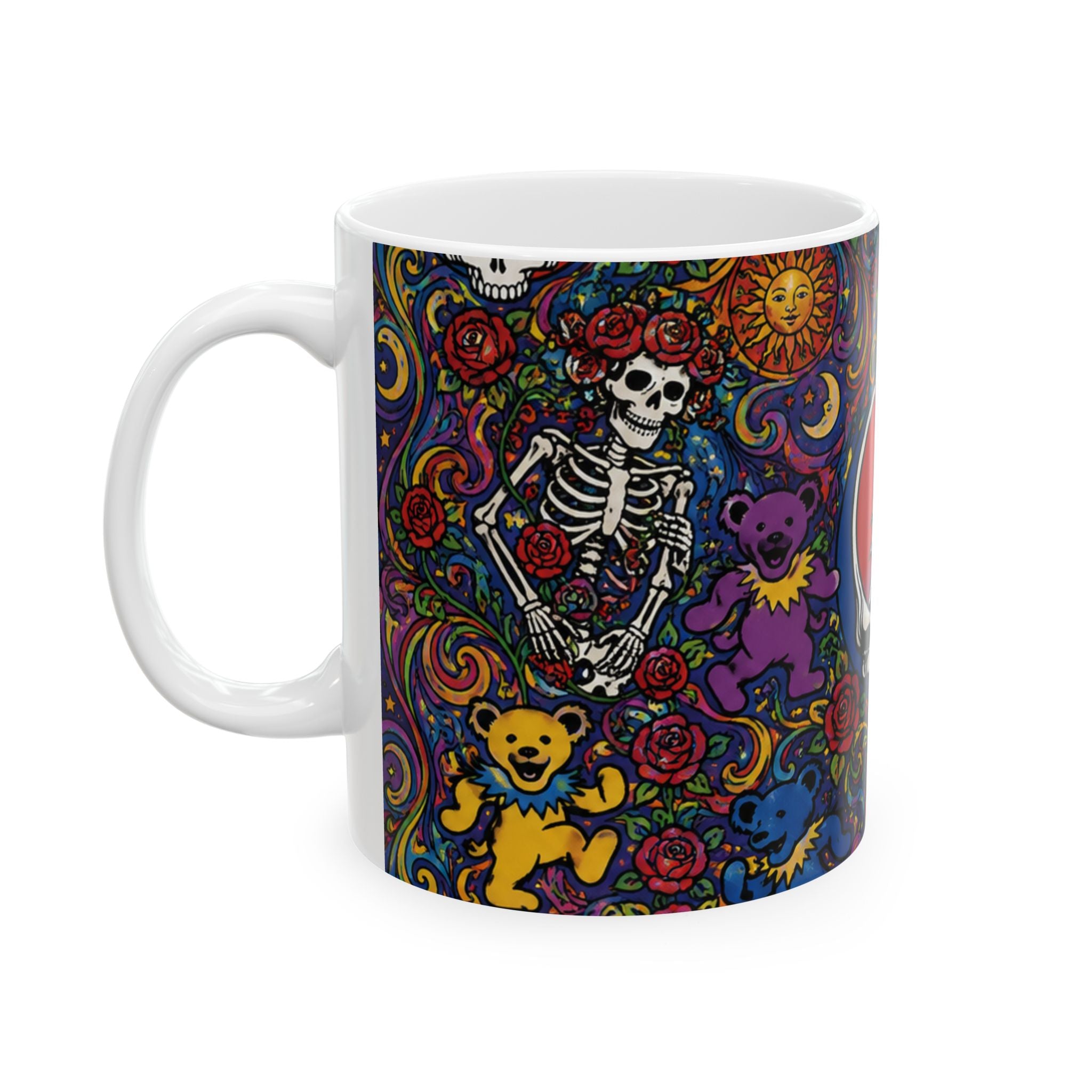 Grateful Dead Steal Your Face Skull Mug | Psychedelic Dancing Bears Ceramic