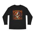 Grateful Harvest Skull with Lightning Bolt Long Sleeve Tee | Autumn Pumpkin Band Art, gift for deadhead, thanksgiving