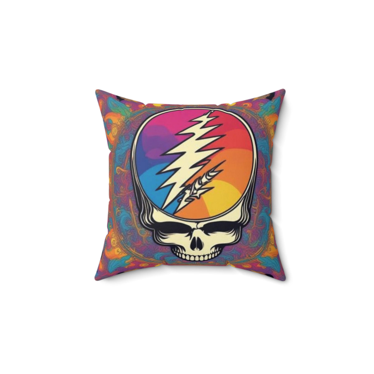 Steal Your Face Skull pillow | Psychedelic Rainbow Lightning bolt