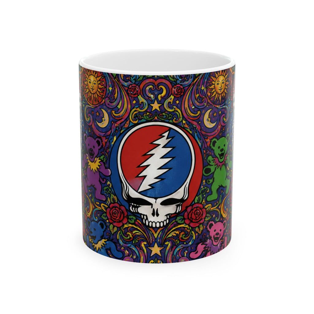 Grateful Dead Steal Your Face Skull Mug | Psychedelic Dancing Bears Ceramic