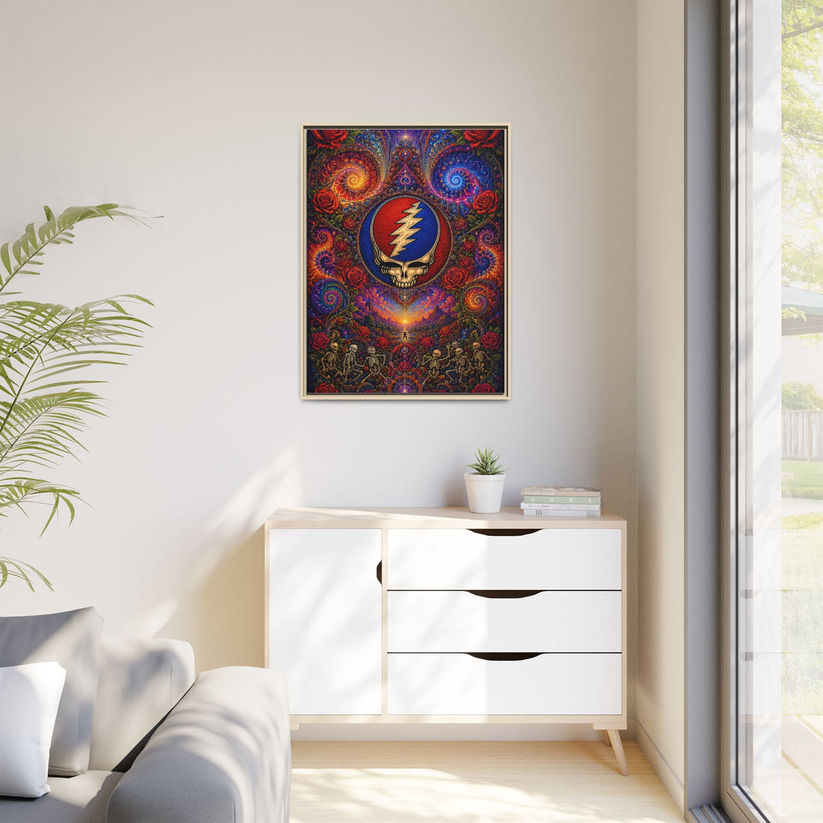Steal Your Face Skull Lightning Canvas Framed Wall Art | Matte Framed Canvas, Grateful Dead, gift for a deadhead