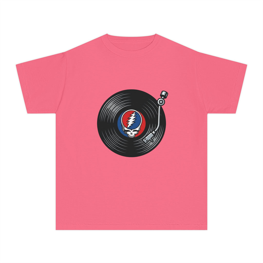 Youth Tee — Retro Vinyl Record Grateful Dead Skull Logo Shirt