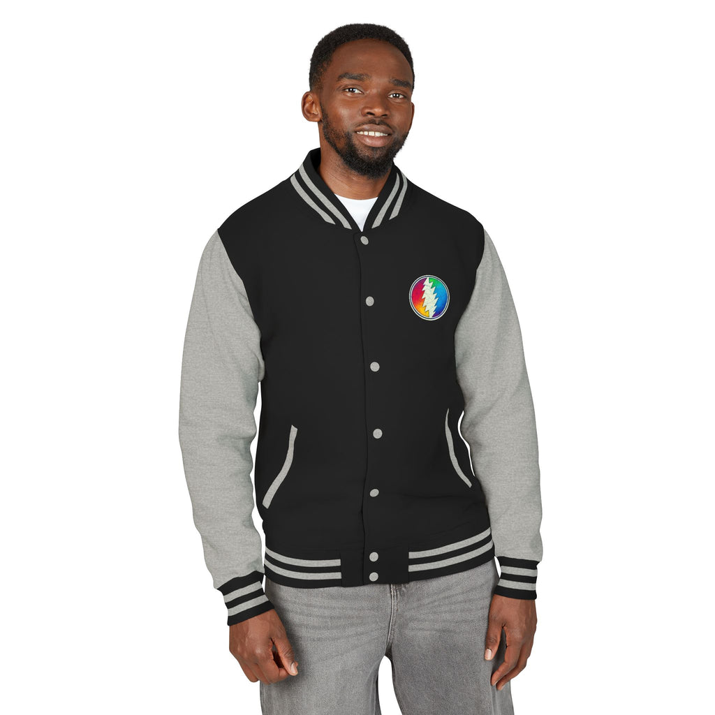 Rainbow Grateful Dead Steal Your Face Letterman Jacket | Varsity Jacket, gift for deadhead unisex