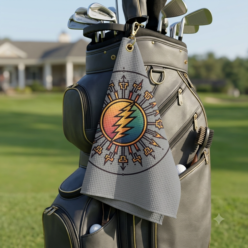 Golf Towel, Grateful Dead Inspired, Music Festival Accessory, Hippie Towel, Boho Bathroom Decor, Tie Dye Golf Towel
