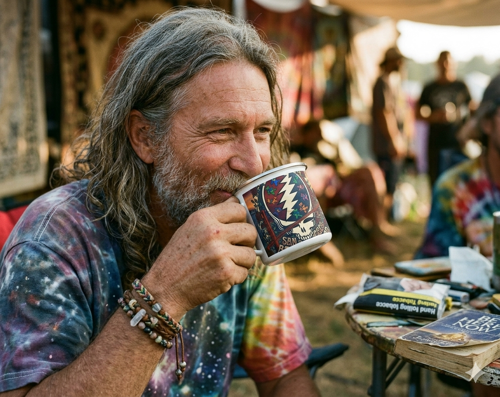 Grateful Dead Steal Your Face skull Enamel Camp Cup | San Francisco concert sunset, gift for a deadhead, camping, friend