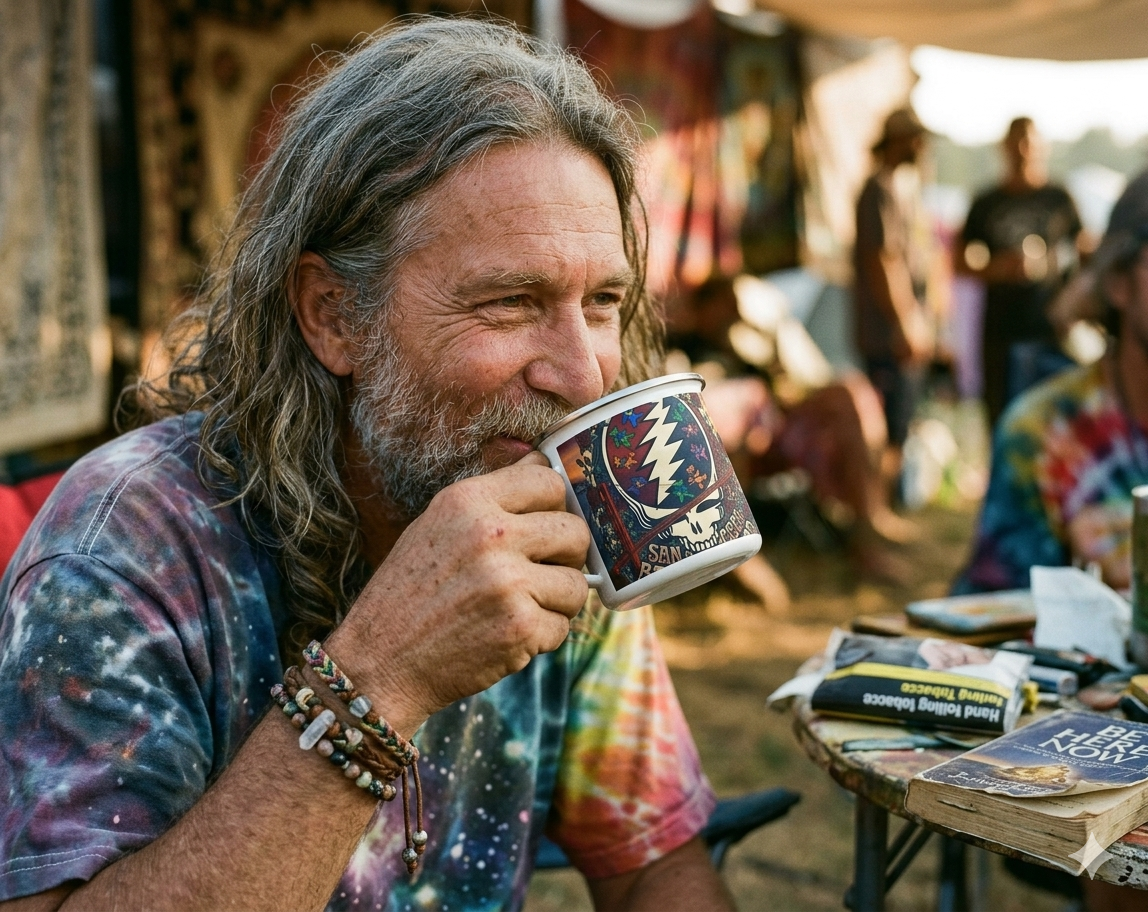 Grateful Dead Steal Your Face skull Enamel Camp Cup | San Francisco concert sunset, gift for a deadhead, camping, friend